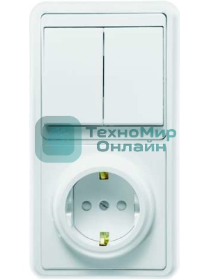 Блок Кунцево-Электро БКВР-035 Бэлла (2-кл. выкл. + евророзетка с защ. шторками) белый