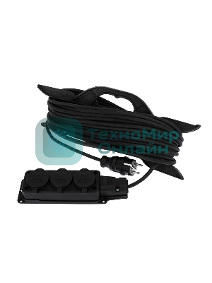 Удлинитель-шнур на рамке Rexant КГ 3х1.5, 20 м, 3 гнезда, морозостойкий, с/з, 16 А, 3500 Вт, IP44 (Сделано в России)