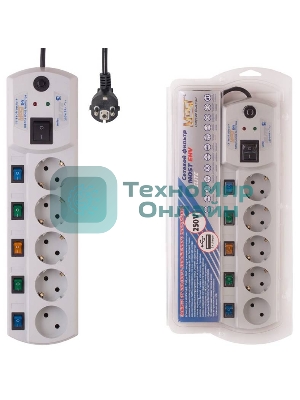 Сетевой фильтр Most EHV 5 м, 5 розеток, белый, коробка