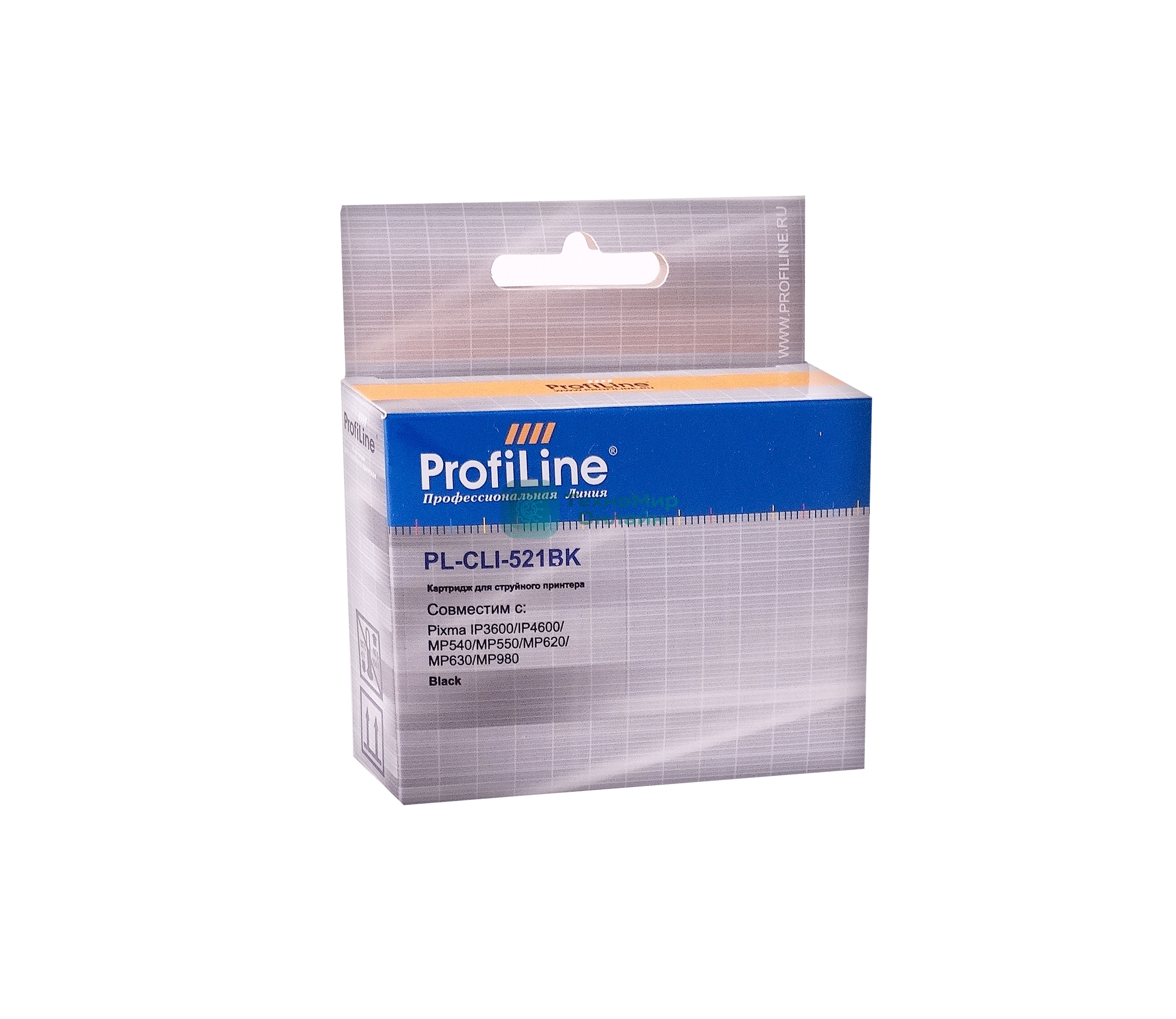 Картридж струйный ProfiLine PL-CLI-521BK для принтеров Canon Pixma Ip3600/IP4600/MP540/MP620/MP630/MP980 с чипом водн