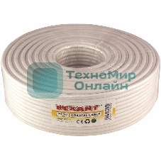 Кабель коаксиальный Rexant RG-6U, 75 Ом, CCS/Al/Al, 64%, бухта 100 м, белый