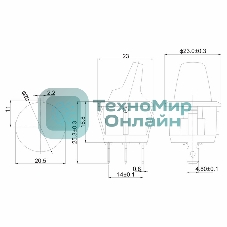 Выключатель клавишный Rexant круглый 12V 16А (3с) ON-OFF синий с подсветкой
