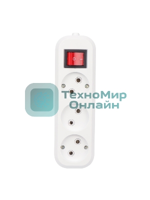 Колодка Rexant 3 гнезда с кнопкой без заземления