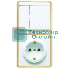 Блок Кунцево-Электро БКВР-033 Бэлла (3-кл. выкл. + розетка с заземл.) зол.