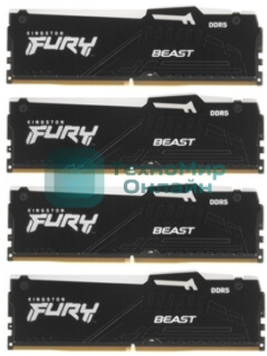 Оперативная память Kingston Fury Beast, DDR5, 128Gb (4x32Gb), 5600MHz, CL40, DIMM, радиатор, RGB, черный