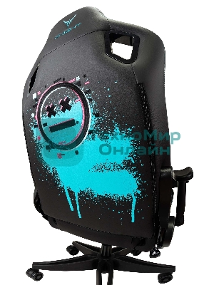 Кресло Knight Outrid Smile черный, экокожа, 120 кг, механизм качания