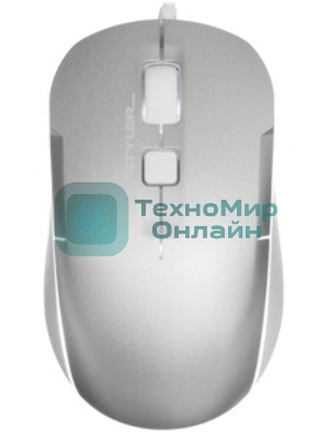 Мышь проводная A4Tech Fstyler FM26S серебристый/белый, 1600 dpi, USB, кнопки - 4