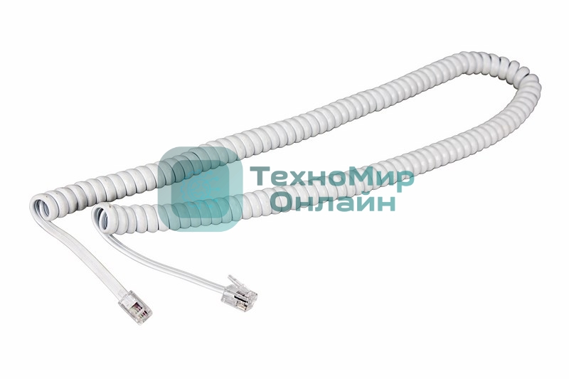 Телефонный шнур Rexant витой трубочный RJ-10(4P-4C), длина 7 м., белый
