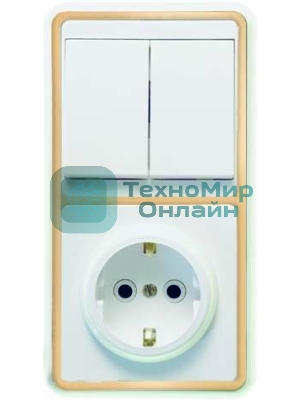 Блок Кунцево-Электро БКВР-032 Бэлла (2-кл. выкл. + розетка с заземл.) зол.