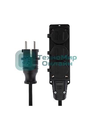 Удлинитель-шнур на рамке Rexant КГ 3х1.5, 20 м, 3 гнезда, морозостойкий, с/з, 16 А, 3500 Вт, IP44 (Сделано в России)