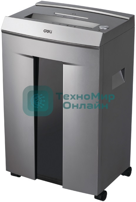 Шредер Deli 9905 серый с автоподачей (секр.P-5)/фрагменты/10лист./20лтр./скрепки/скобы/пл.карты/CD