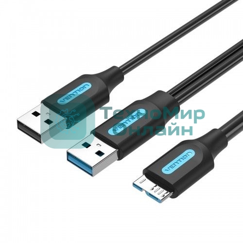 Кабель Vention USB 3.0 AM/micro B, USB 2.0 AM - 1м