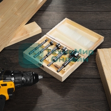 Набор сверл Форстнера по дереву Sparta 10-15-20-25-35 мм, 5 шт, в дерев. боксе, цилин. хвостовик