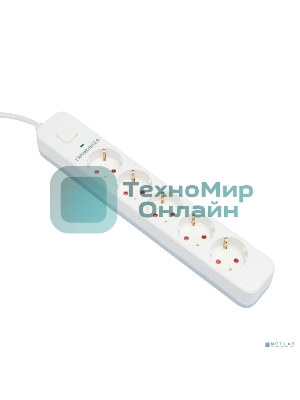 Сетевой фильтр Гарнизон EPS-5-W-2 5р, 2.0, 10А, 2 м, ур.защиты 2+, белый, пакет (21442)