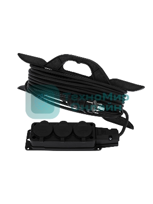 Удлинитель-шнур на рамке Rexant КГ 3х1.5, 10 м, 3 гнезда, морозостойкий, с/з, 16 А, 3500 Вт, IP44 (Сделано в России)