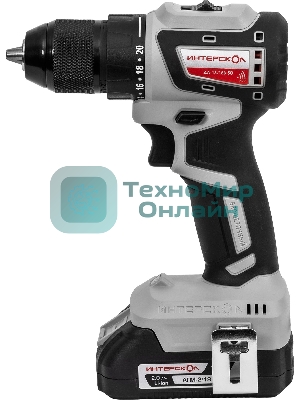 Дрель-шуруповерт ИНТЕРСКОЛ ДА-13/18В 50 КОМБИ, 18 В, 2 Ач, 50 Нм, бесщеточный