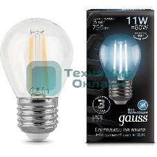 Лампа светодиодная филаментная Gauss Black Filament 11Вт шар 4100К E27
