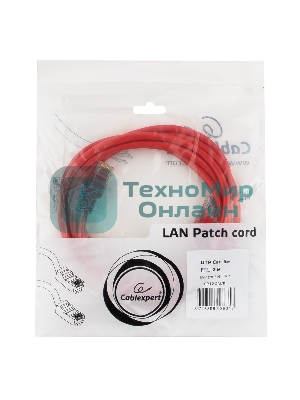 Патч-корд UTP Cablexpert cat.5e, 2м, литой, многожильный, красный