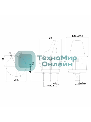 Выключатель клавишный Rexant круглый 12V 16А (3с) ON-OFF красный с подсветкой