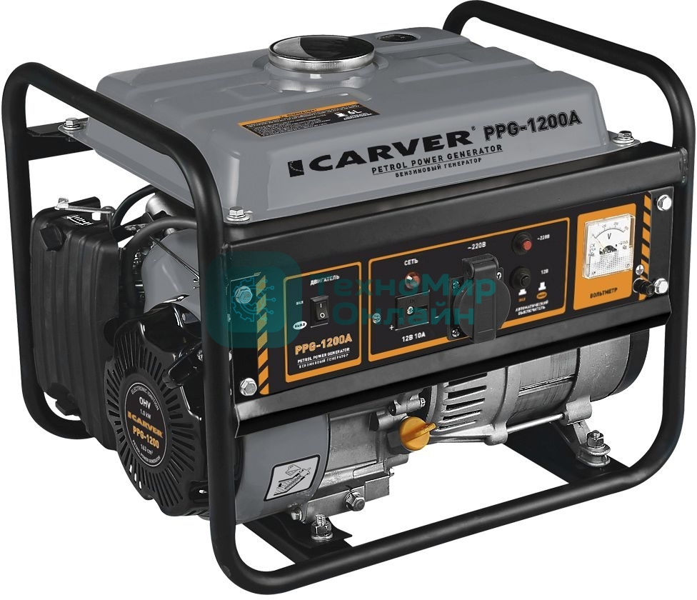 Электрогенератор бензиновый Carver PPG-1200, 1.05 кВт, 65 дБ, 24 кг