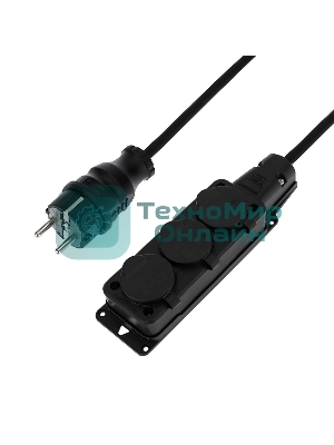 Удлинитель-шнур на рамке Rexant КГ 3х1.5, 10 м, 3 гнезда, морозостойкий, с/з, 16 А, 3500 Вт, IP44 (Сделано в России)