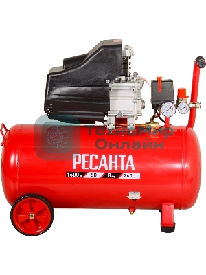 Компрессор поршневой Ресанта КП-50/300М масляный 300л/мин 50л 2000Вт красный/черный