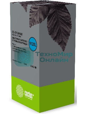 Картридж струйный Cactus CS-3YL84AE 912XL (есть ограничения по прошивке) черный (30 мл) для HP OfficeJet 8012/8014/8015/8017;OfficeJet Pro 8022/8023/8024/8025 AIO