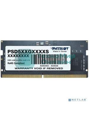 Оперативная память Patriot, DDR5, 8GB (1x8 GB), 4800 MHz, CL40, SO-DIMM