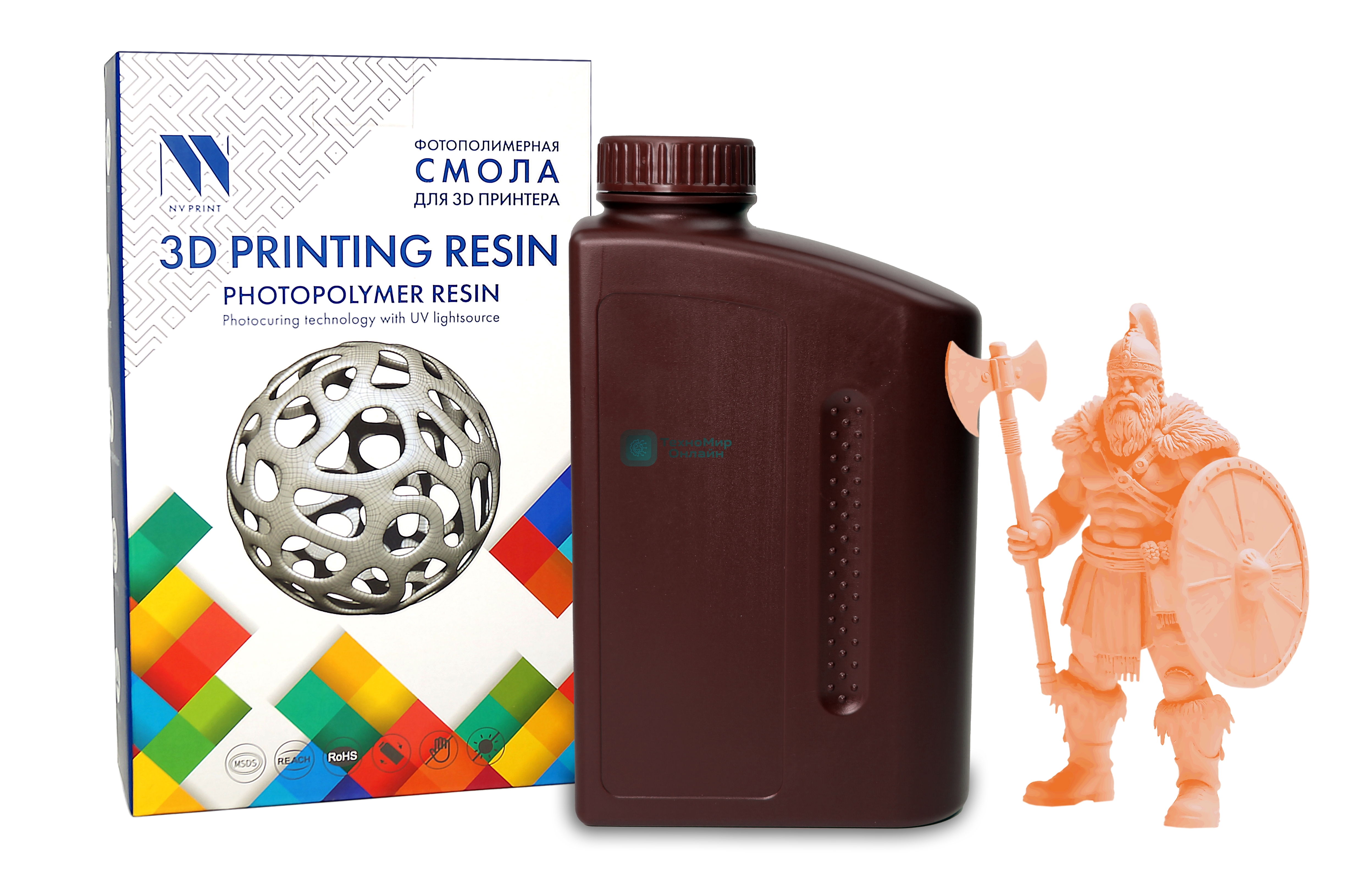 Фотополимерная смола NVPrint Plant Based Resin Orange для 3D печати 1 кг (бут)