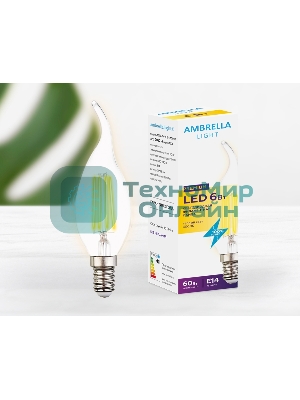 Светодиодная лампа Ambrella light 202214 Filament LED C37L-F 6W E14 3000K (60W)