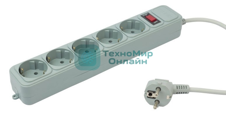 Сетевой фильтр PC Pet AP01006-5-GR 5 м, 5 розеток, серый