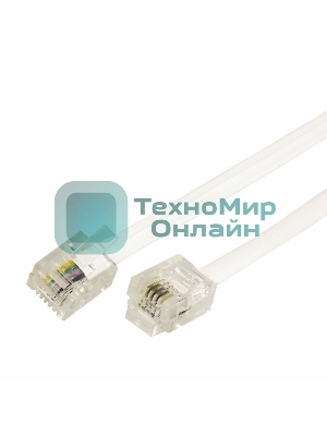 Кабель Rexant Телефонный удлинитель 10М белый