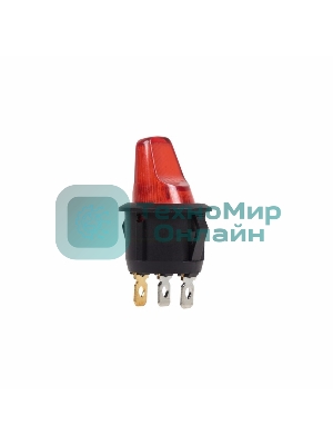Выключатель клавишный Rexant круглый 12V 16А (3с) ON-OFF красный с подсветкой