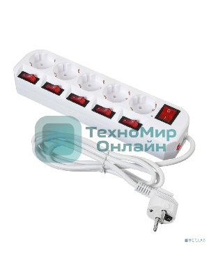 Сетевой фильтр Buro 500SH-1.8-SW-W 1.8 м, 5 розеток, белый, коробка