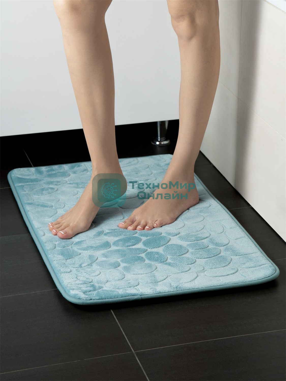 Коврик для ванной Еврогарант Pietra, 50х80 см, аквамарин, память формы