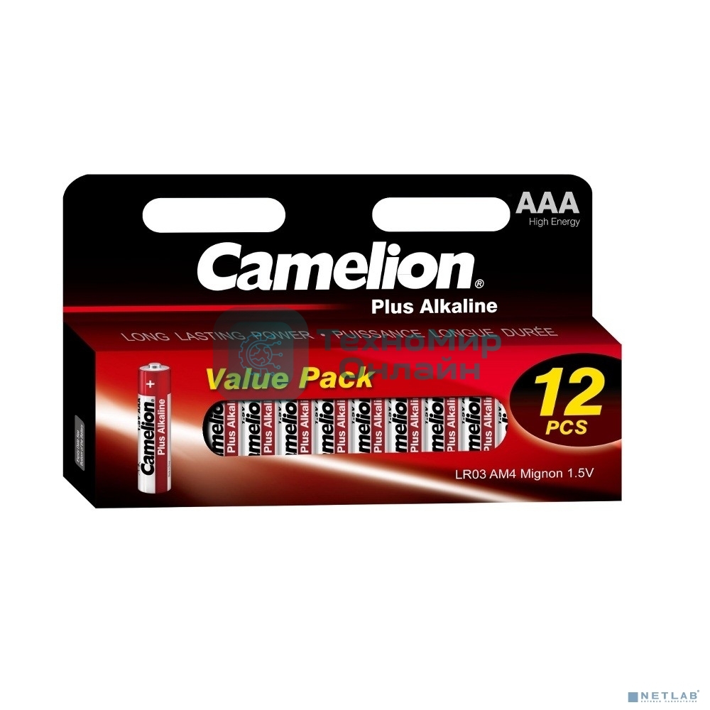 Батарейки Camelion Plus Alkaline BL12 LR03 (LR03-HP12, 1.5В) (12шт. в уп-ке)