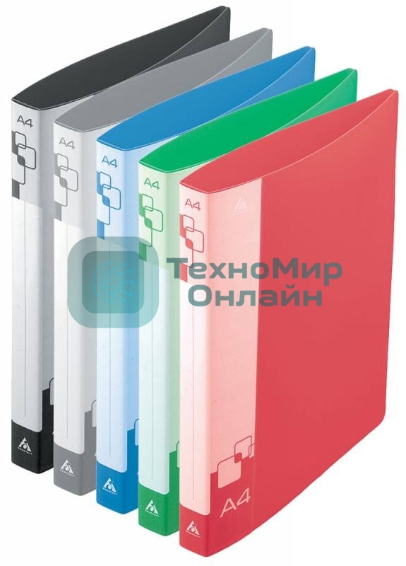 Папка на 4-х кольцах Бюрократ -0827/4R A4, пластик, 0.7мм корешок 27мм, внутренний и торцевой карман, ассорти