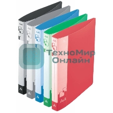 Папка на 4-х кольцах Бюрократ -0827/4R A4, пластик, 0.7мм корешок 27мм, внутренний и торцевой карман, ассорти