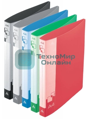 Папка на 4-х кольцах Бюрократ -0827/4R A4, пластик, 0.7мм корешок 27мм, внутренний и торцевой карман, ассорти