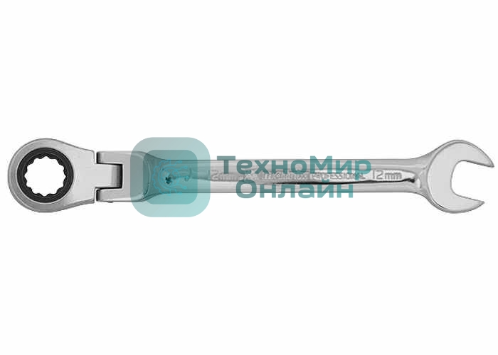 Ключ комбинированный трещоточный Matrix 19 мм, crv, шарнирный, зерк.хром