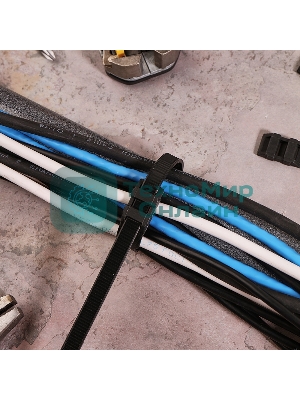 Хомут-стяжкa нейлоновая усиленная с двойным горизонтальным замком Rexant 350x9,0 мм, черная, упаковка 100 шт.