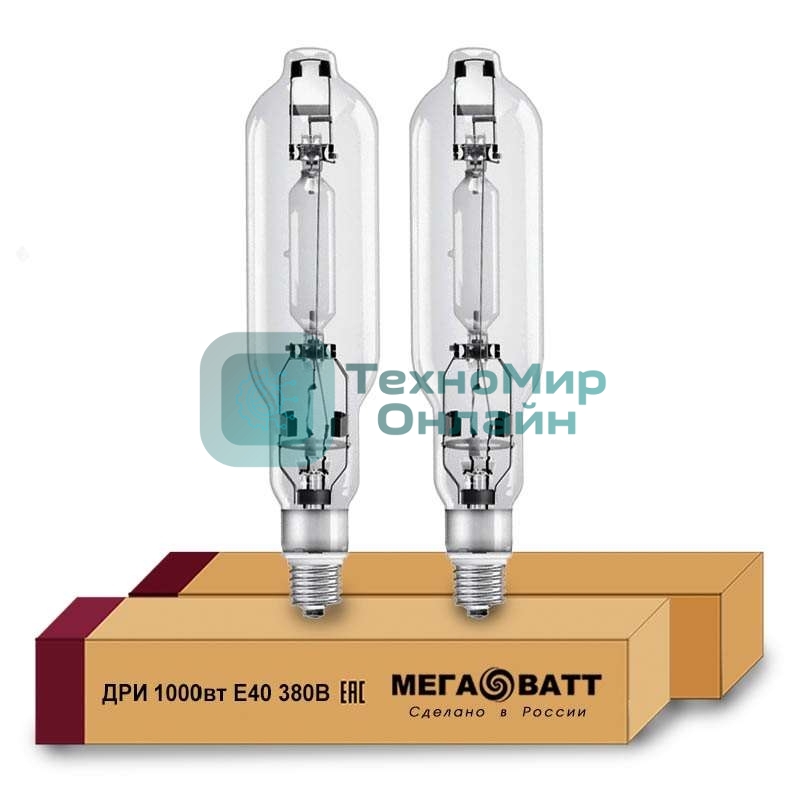 Лампа газоразрядная дуговая ртутная ДРИ 1000 380/4000К E40 (12) МЕГАВАТТ 03116