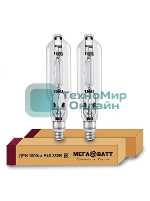 Лампа газоразрядная дуговая ртутная ДРИ 1000 380/4000К E40 (12) МЕГАВАТТ 03116