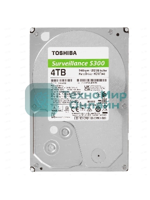 Жесткий диск Toshiba HDD SATA3 4Tb Surveillance S300 (SMR) 5400 256Mb (analog HDWT740UZSVA)