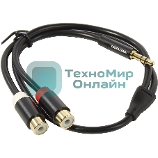 Переходник-разветвитель Vention гибкий Jack 3.5 мм M/2RCA F - 0.3 м черный