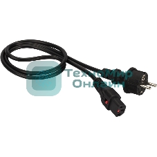 Шнур питания LANMASTER с блокировкой C13-Schuko прямая, 3х0.75, 220В, 10А, черный, 3 м.