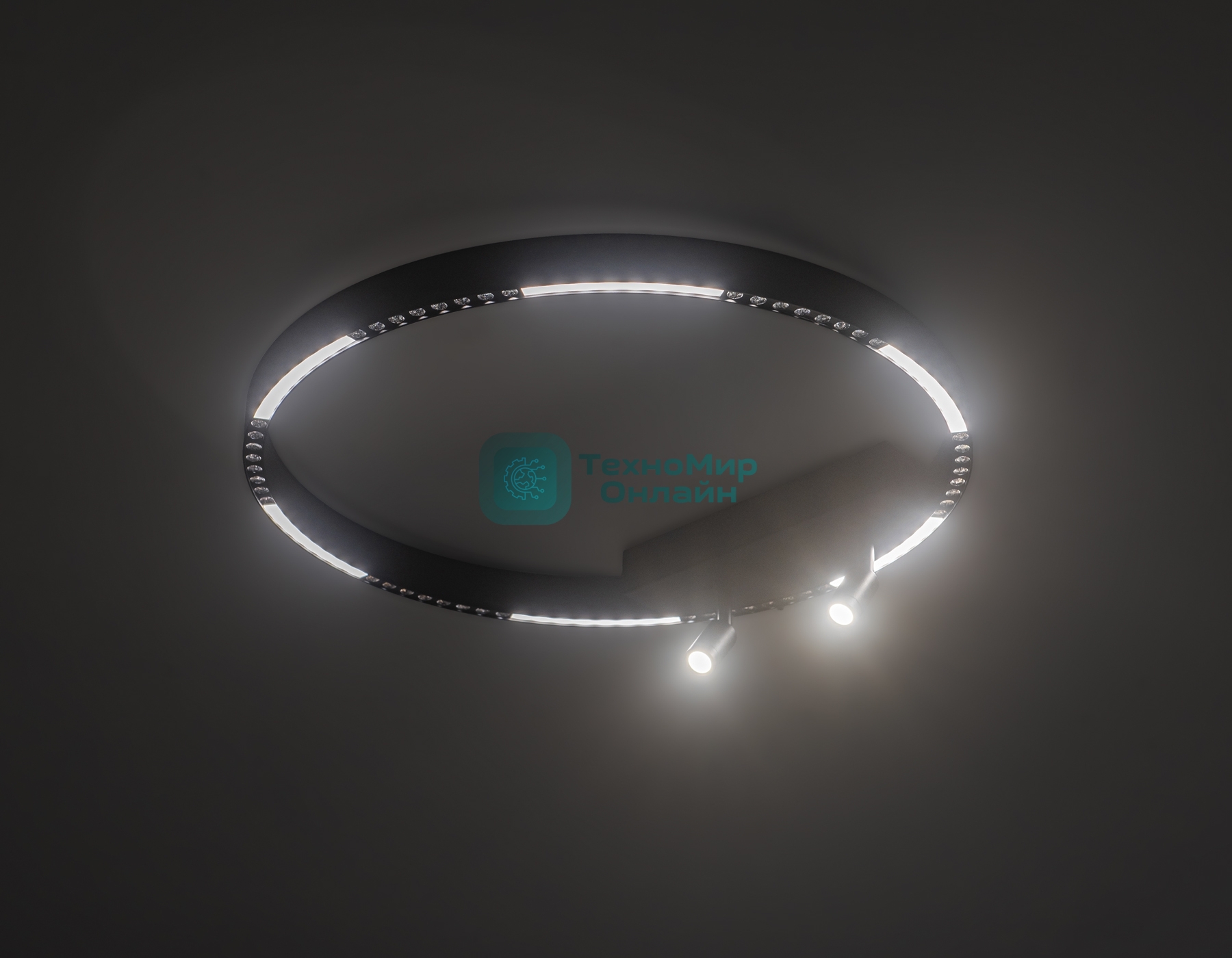Потолочный светодиодный светильник Ambrella light FL5808/1+2 BK черный 40W 3000K/4200K/6400K D600*95 (без ПДУ)