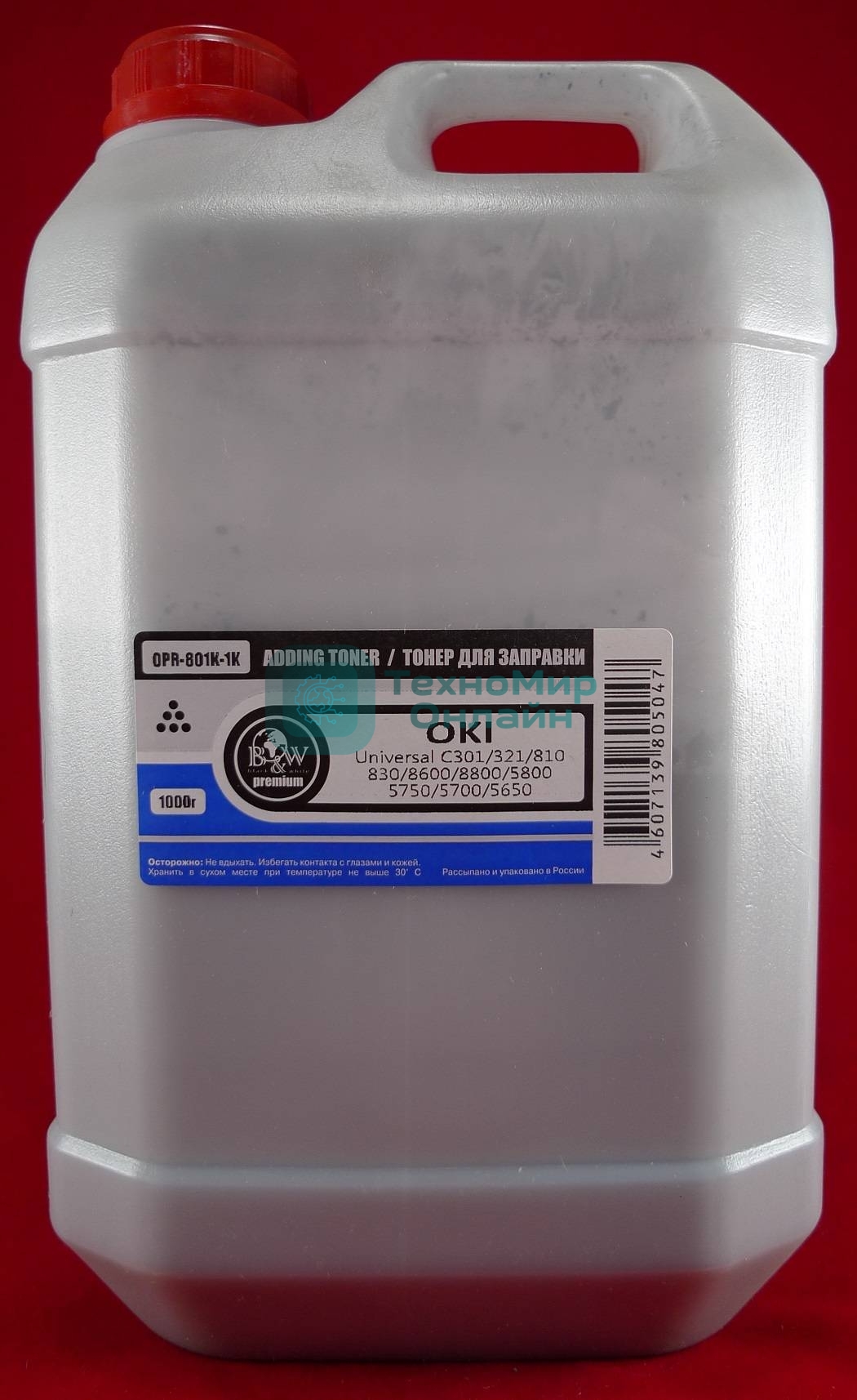 Тонер OKI Universal C301/321/610/810/830/910/930/3100/3200/3300/3400/3450/3530/3600/8600/8650/8800/5100/5200/5300/5400/5510/5850/5800/5750/5700/5650/5950/MC860, Ricoh SP c720 Black (кан., 1кг) B&W Premium (Tomoegawa) - фас.России