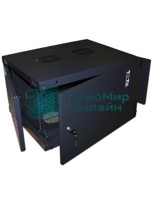 Шкаф настенный Lanmaster Next TWT-CBWNM-6U-6X6-BK 6U 550x600 мм пер. дв. металл съемные бок. пан. 60 кг черный