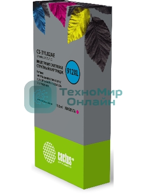 Картридж струйный Cactus 912XL CS-3YL82AE (есть ограничения по прошивке) пурпурный (10.5мл) для HP OfficeJet 8012/8014/8015/8017;OfficeJet Pro 8022/8023/8024/8025 AIO